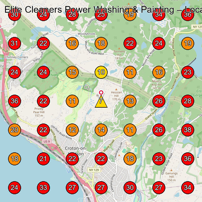 Elite Cleaners Power Washing & Painting GeoGrid visibility map for Dry Wall Contractor in Croton-On-Hudson